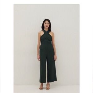 Love Bonito Verona Green cross front/halter jumpsuit